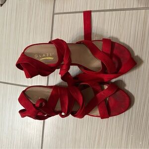 Glaze Red Strappy Women's Heels